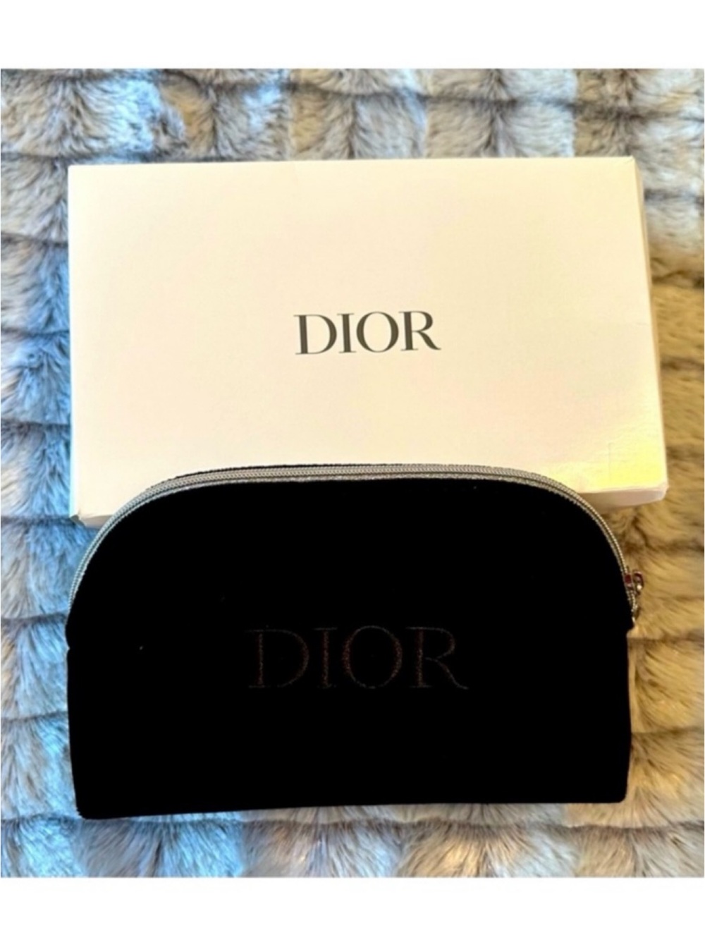 Dior BUNDLE~ Embroidered Black Velvet Bag, ➕Orig Box, ➕Gift bag, ➕2 Dior Ribbons